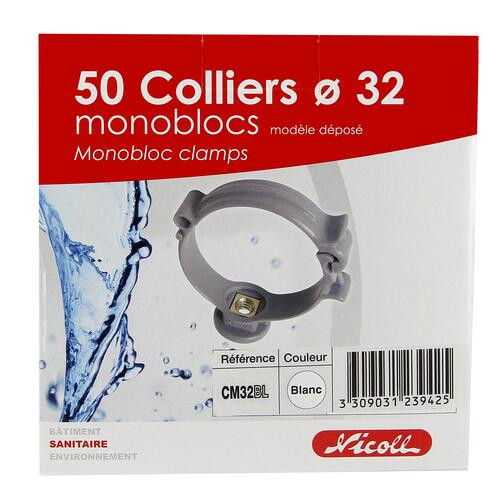Collier monobloc insert p.7/150 d.32 blanc