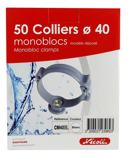 Collier monobloc insert p.7/150 d.40 blanc