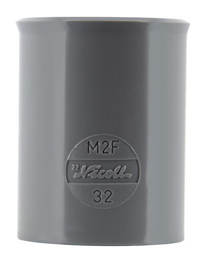 Manchon, d 32 mm, femelle-femelle, à coller, gris, en pvc