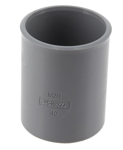 Manchon, d 40 mm, femelle-femelle, à coller, gris, en pvc