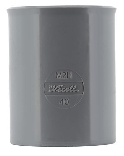 Manchon, d 40 mm, femelle-femelle, à coller, gris, en pvc