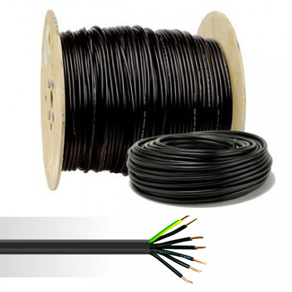 Câble électrique rigide U-1000 R2V 7G2,5mm² noir 