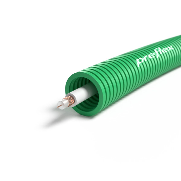 Gaine ICTA 17VATC coxial Qofil Preflex diamètre 20 verte classe B couronne de 100m