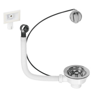 Bonde evier d90 1 bac commande a cable