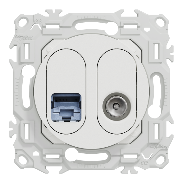 Odace - prise mixte rj45 cat.6 stp + tv - blanc craie
