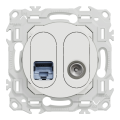 Odace - prise mixte rj45 cat.6 stp + tv - blanc craie
