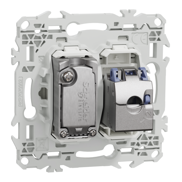 Odace - prise mixte rj45 cat.6 stp + tv - blanc craie