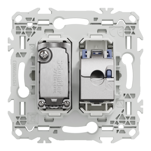 Odace - prise mixte rj45 cat.6 stp + tv - blanc craie