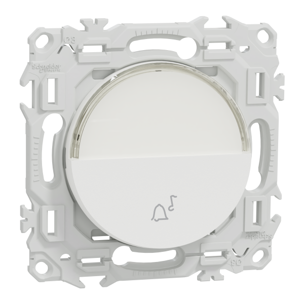 Odace - bouton-poussoir porte-étiquette - symbole carillon - blanc craie