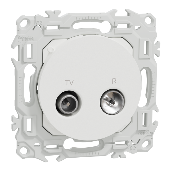 Odace - prise tv/fm - sorties coaxiales - blanc craie