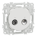 Odace - prise tv/fm - sorties coaxiales - blanc craie