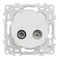 Odace - prise tv/fm - sorties coaxiales - blanc craie