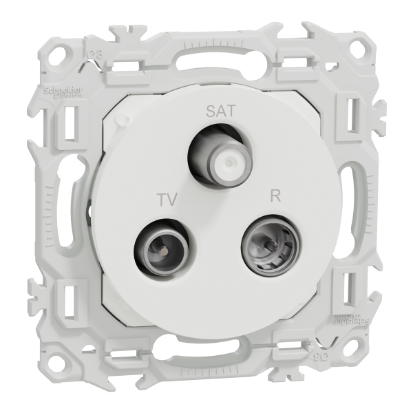 Odace - prise tv/fm/sat - sorties coaxiales - blanc craie