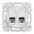 Odace - prise double rj45 - cat6 stp grade 2tv min à grade 3tv - blanc craie