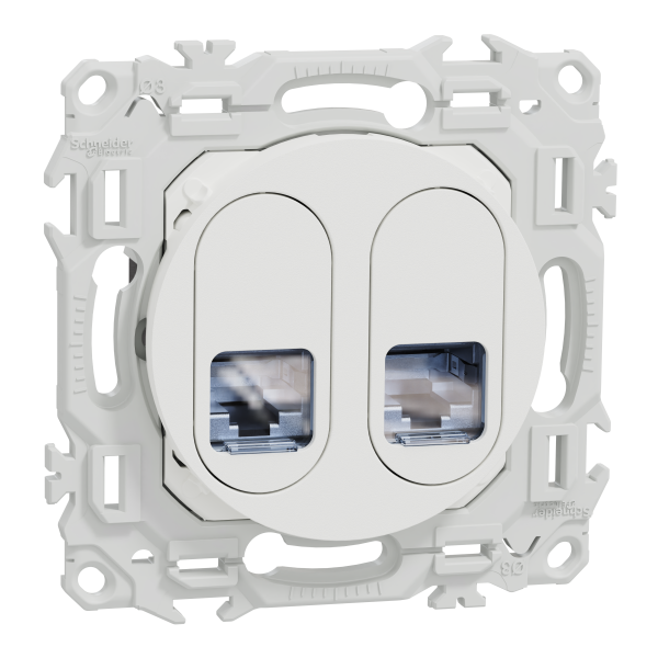 Odace - prise double rj45 - cat6a stp grade 3tv - blanc craie
