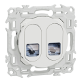 Odace - prise double rj45 - cat6a stp grade 3tv - blanc craie