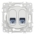Odace - prise double rj45 - cat6a stp grade 3tv - blanc craie