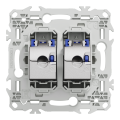 Odace - prise double rj45 - cat6a stp grade 3tv - blanc craie