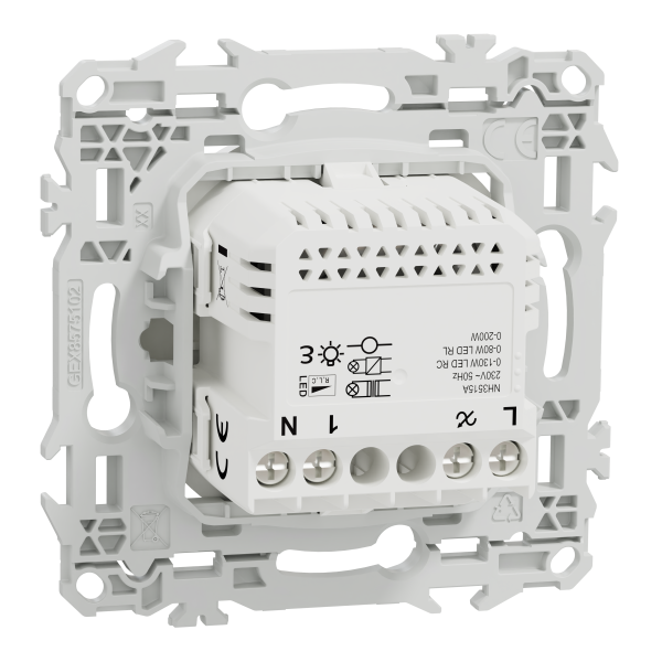 Wiser odace - variateur poussoir connecté 2 ou 3 fils zigbee - blanc craie