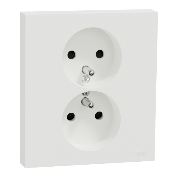 Odace - double prise de courant 2p+t avec plaque - install 1 poste - blanc craie