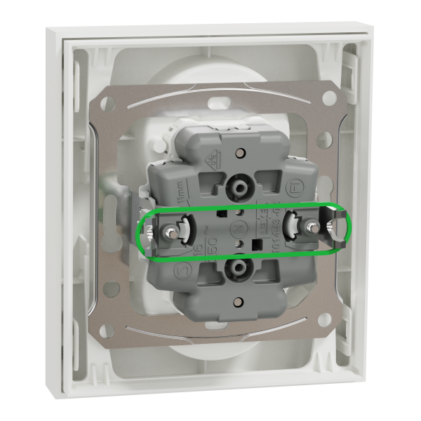 Odace - double prise de courant 2p+t avec plaque - install 1 poste - blanc craie
