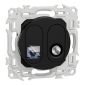 Odace - prise mixte rj45 cat.6 stp + tv - noir onyx