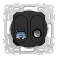 Odace - prise mixte rj45 cat.6 stp + tv - noir onyx