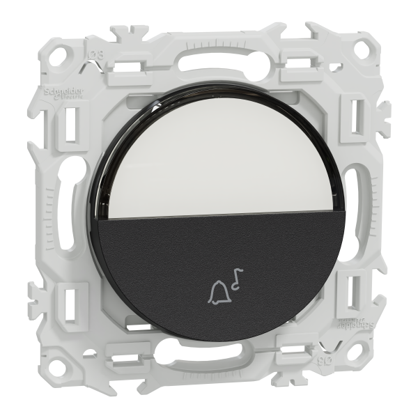 Odace - bouton-poussoir porte-étiquette - symbole carillon - noir onyx