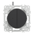 Odace - double va-et-vient ou poussoir lumineux led 0,15ma - 10ax - noir onyx