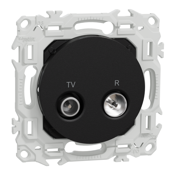 Odace - prise tv/fm - sorties coaxiales - noir onyx