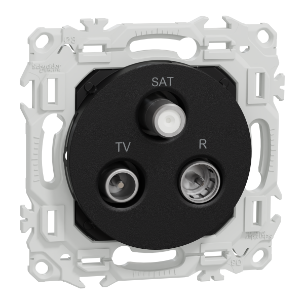 Odace - prise tv/fm/sat - sorties coaxiales - noir onyx