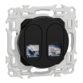 Odace - prise double rj45 - cat6 stp grade 2tv min à grade 3tv - noir onyx