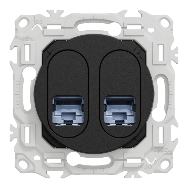 Odace - prise double rj45 - cat6 stp grade 2tv min à grade 3tv - noir onyx