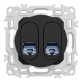Odace - prise double rj45 - cat6a stp grade 3tv - noir onyx