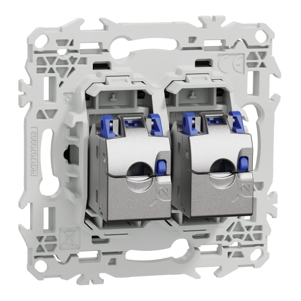 Odace - prise double rj45 - cat6a stp grade 3tv - noir onyx