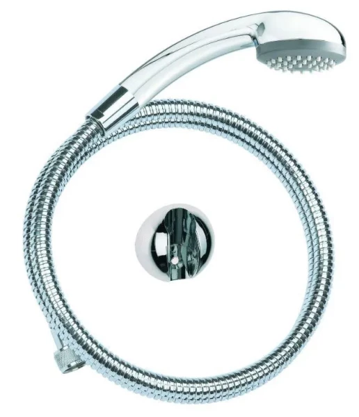Kit douche 1 jet cobra chromé, flexible métal 1,75mm, support mural sphérique