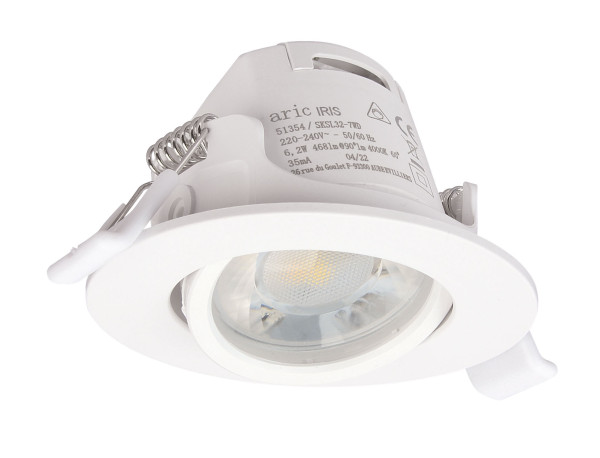 Spot iris blanc 6,2w 550lm 3cct 2700-3300-4000k dimmable - Aric - 51354