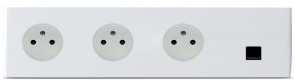 Plaque Épure grand carré 4p horizontal 293x80 mm blanc satin avec 3 Prises de courant surface 2P+T 16A-250V blanc et 1 Prise RJ45 C6 FTP - Legrand - 3525