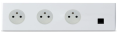Plaque Épure grand carré 4p horizontal 293x80 mm blanc satin avec 3 Prises de courant surface 2P+T 16A-250V blanc et 1 Prise RJ45 C6 FTP - Legrand - 3525