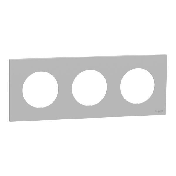 Odace - plaque de finition 3 postes - couleur gris galet