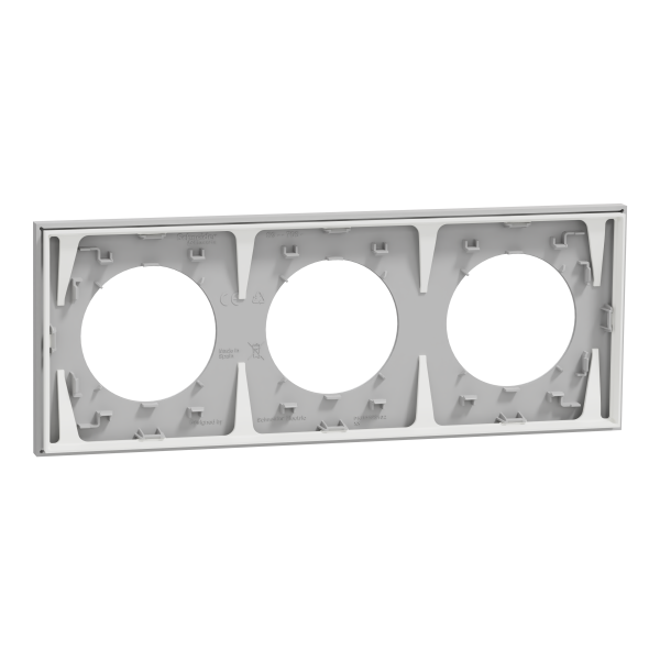 Odace - plaque de finition 3 postes - couleur gris galet