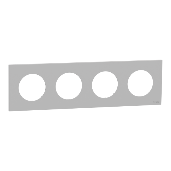 Odace - plaque de finition 4 postes - couleur gris galet