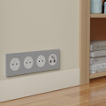 Odace - plaque de finition 4 postes - couleur gris galet