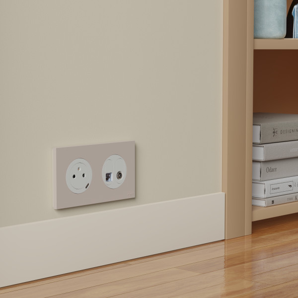 Odace - plaque de finition 2 postes - couleur beige sable