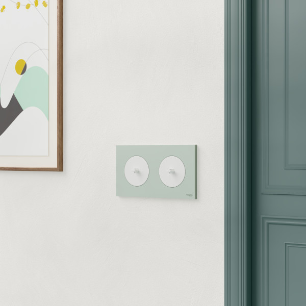 Odace - plaque de finition 2 postes - couleur vert jade