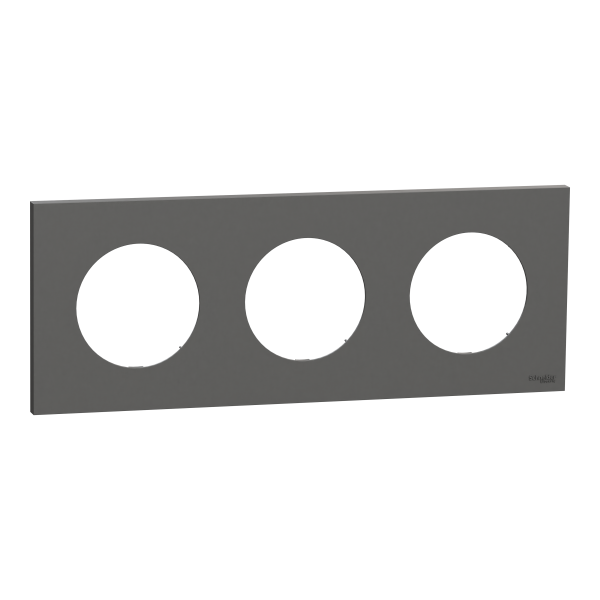 Odace - plaque de finition 3 postes - couleur gris basalte