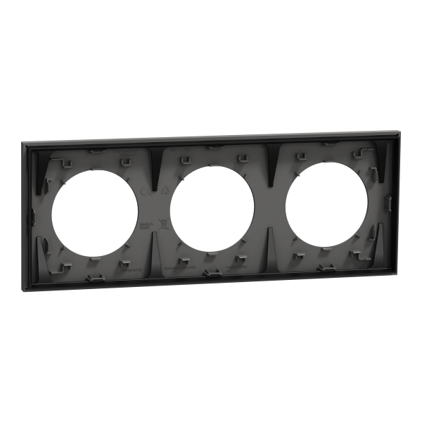 Odace - plaque de finition 3 postes - couleur gris basalte