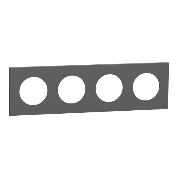 Odace - plaque de finition 4 postes - couleur gris basalte