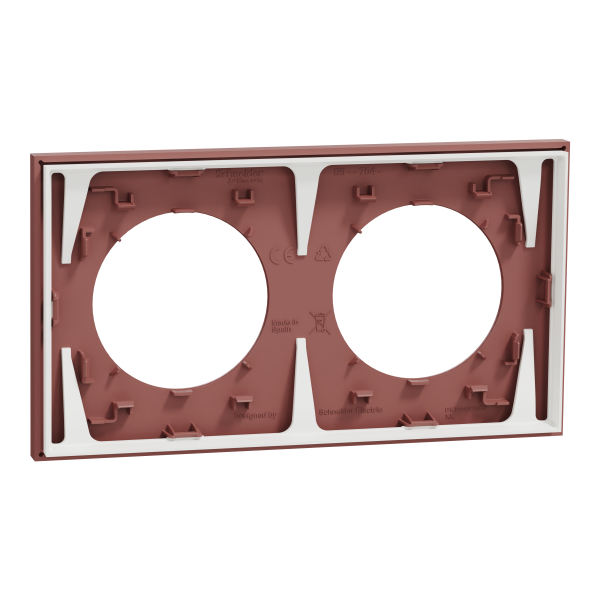 Odace - plaque de finition 2 postes - couleur rose grenat