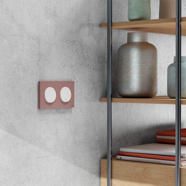 Odace - plaque de finition 2 postes - couleur rose grenat